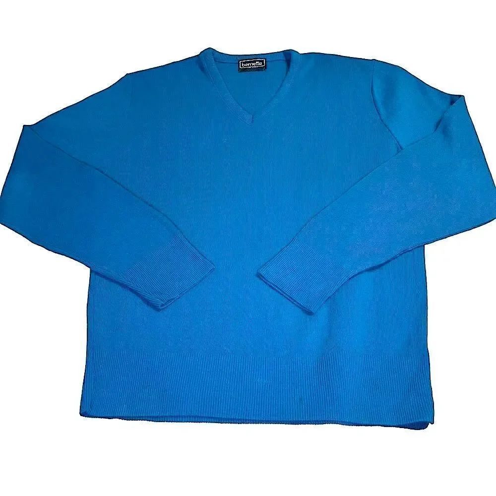 Teal V-neck Sweater - Vintage Bernette - Picture 2 of 6